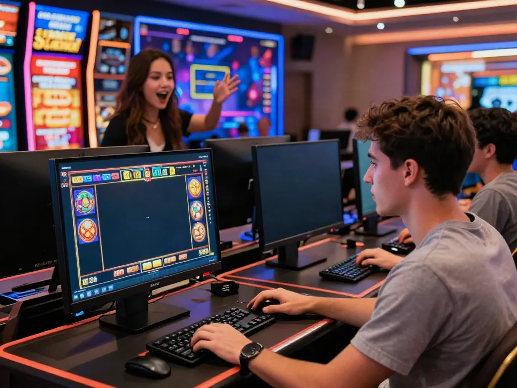 Engaging online casino scene with players enjoying Bonus Buy Slots at https://stargazyinn.co.uk, showcasing excitement and vibrant gameplay.