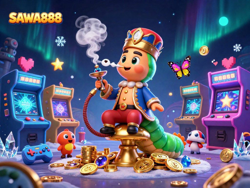 Experience thrilling gameplay with SAWA888, engaging in vibrant cartoon casino antics.