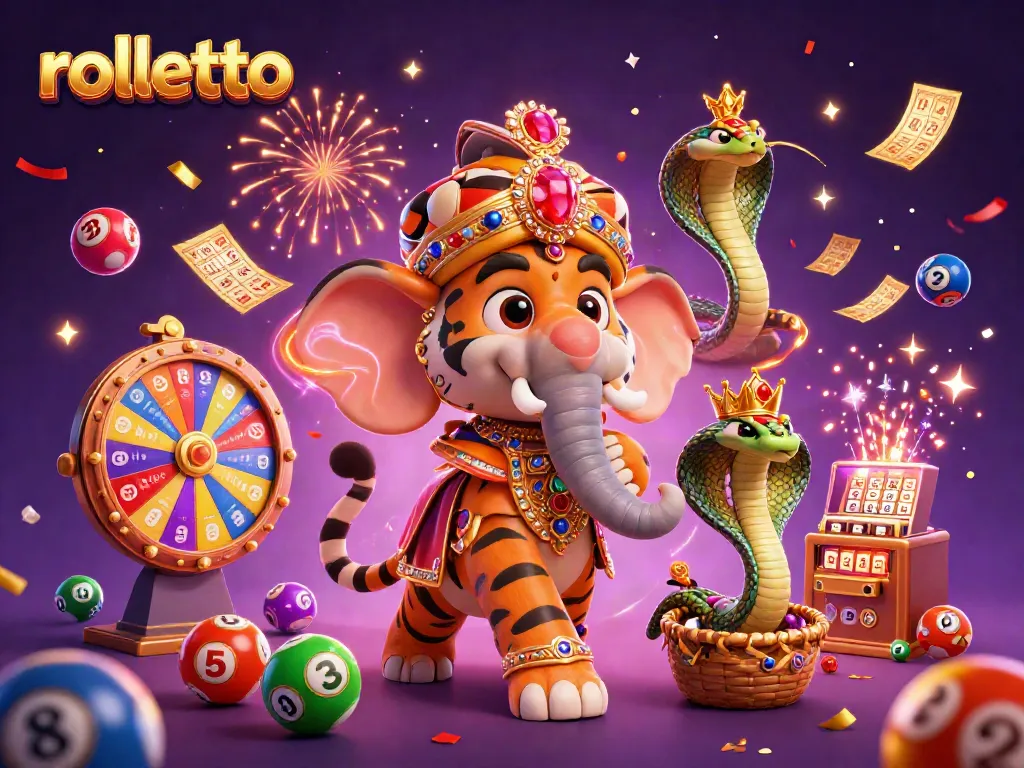 Experience the thrill of rolletto with vibrant lottery balls and dynamic gaming elements in a rich 3D casino scene.