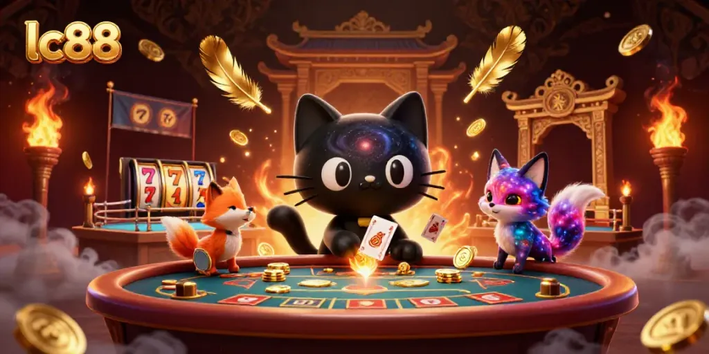 Engaging lc88 casino scene showcasing dynamic characters and vibrant game elements.