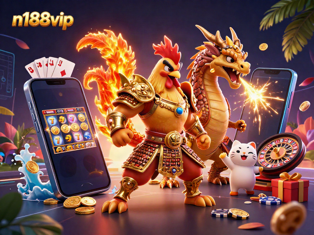 Engage with thrilling action at n188vip featuring dynamic casino game elements with exciting characters.
