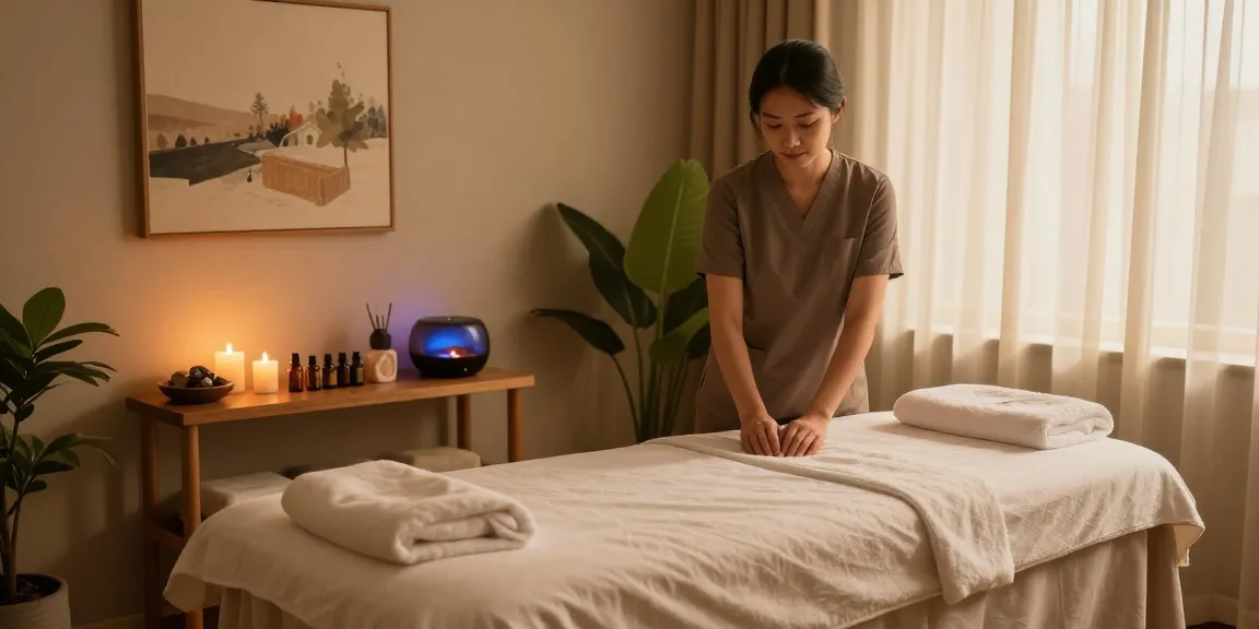 Relaxation and healing during 금정출장마사지 in a soothing therapy room.