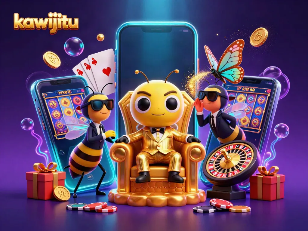 Engage in thrilling adventures with kawijitu, featuring vibrant casino elements and animated characters.