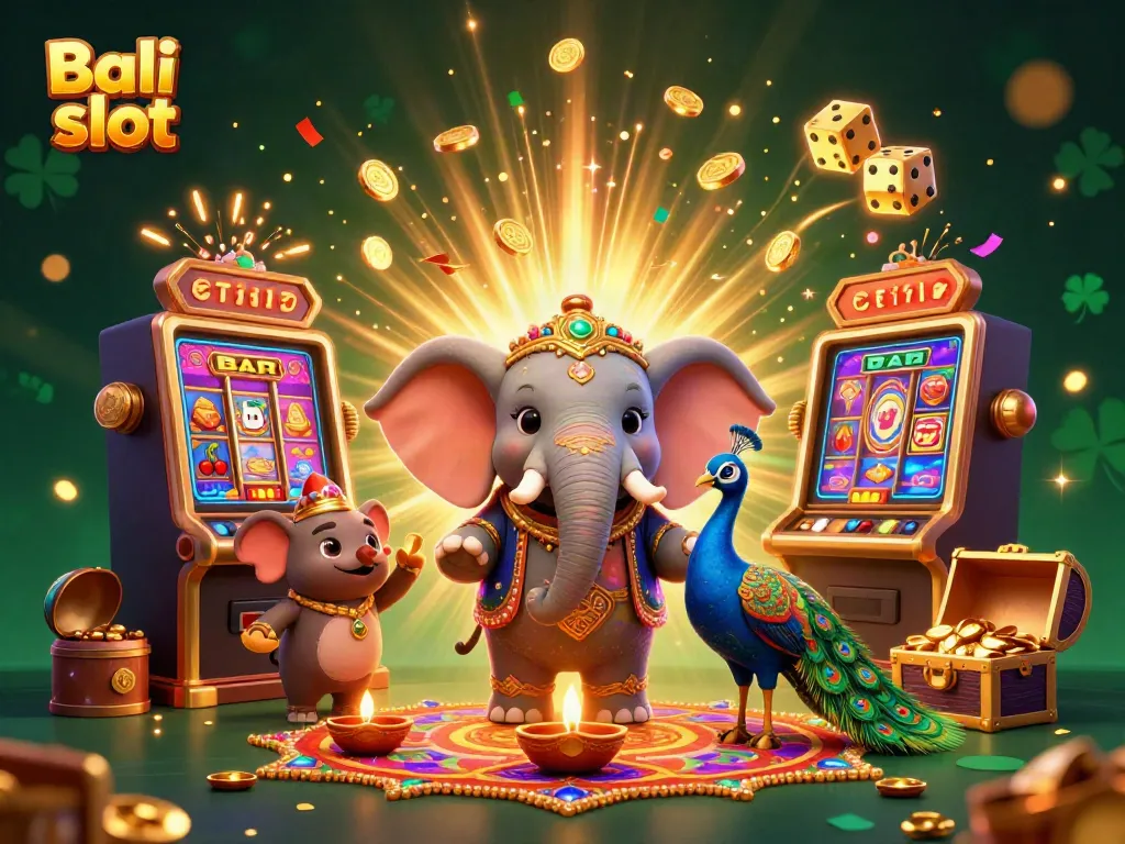 Spin the reels in the vibrant Bali slot environment with dynamic characters and casino elements.
