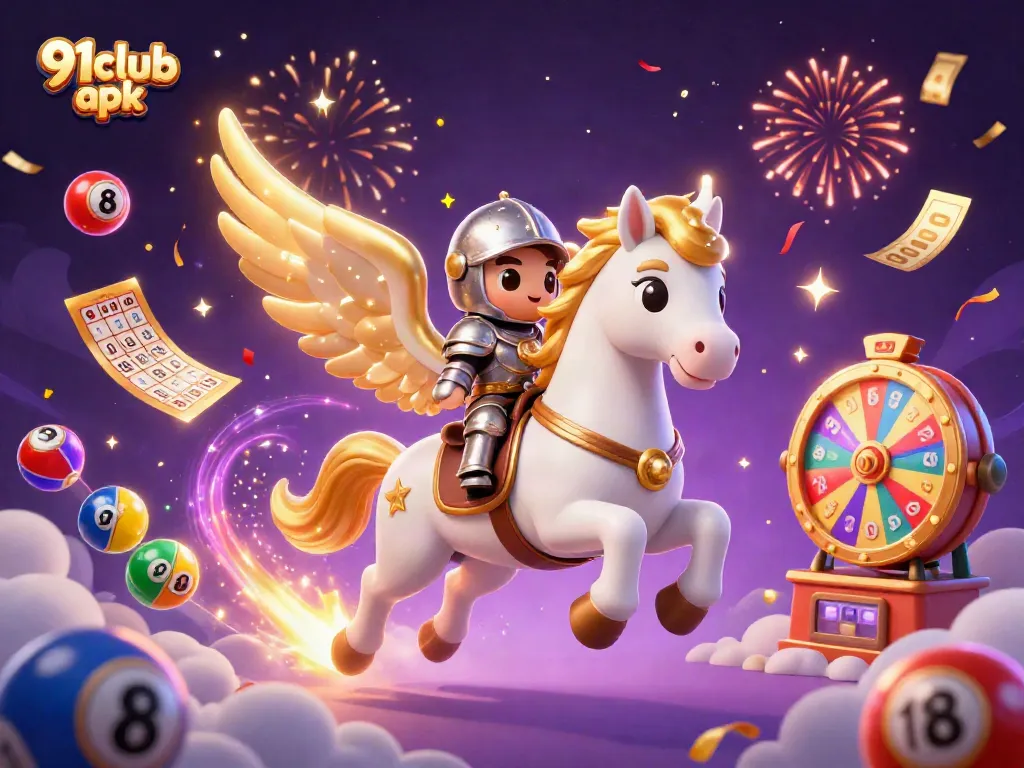 Engage with 91club apk in a vibrant, dynamic gaming scene filled with colorful lottery elements and excitement.
