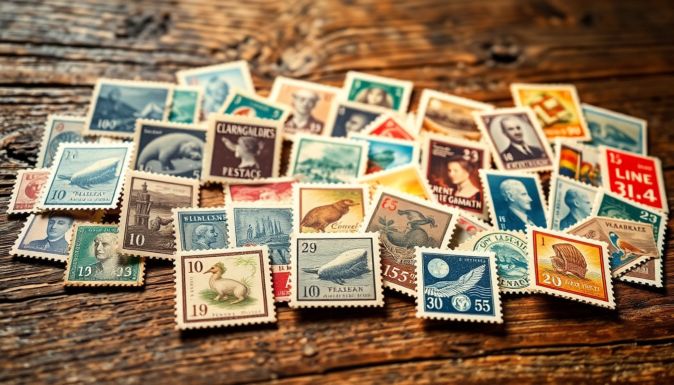 Discover vibrant, vintage cheap stamps arranged beautifully on a rustic table.