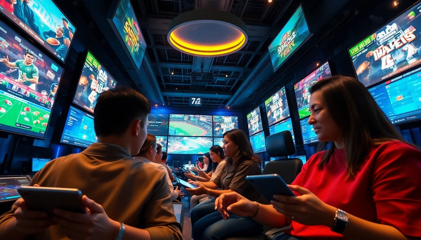 Experience the excitement of online gaming at https://mm88.agency/ with a vibrant gaming room full of action.