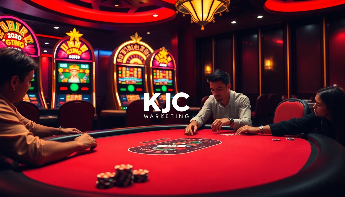 KJC MARKETING enhances casino excitement with a luxurious poker scene featuring high-stakes players.