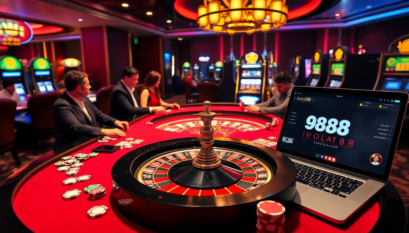 Experience the thrill of ingat bola88 at a luxurious casino with roulette and slot machines.