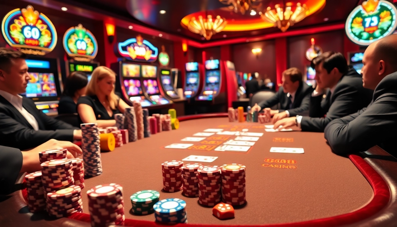 Experience the excitement of go 88 vip gaming with vibrant casino tables and colorful poker chips.