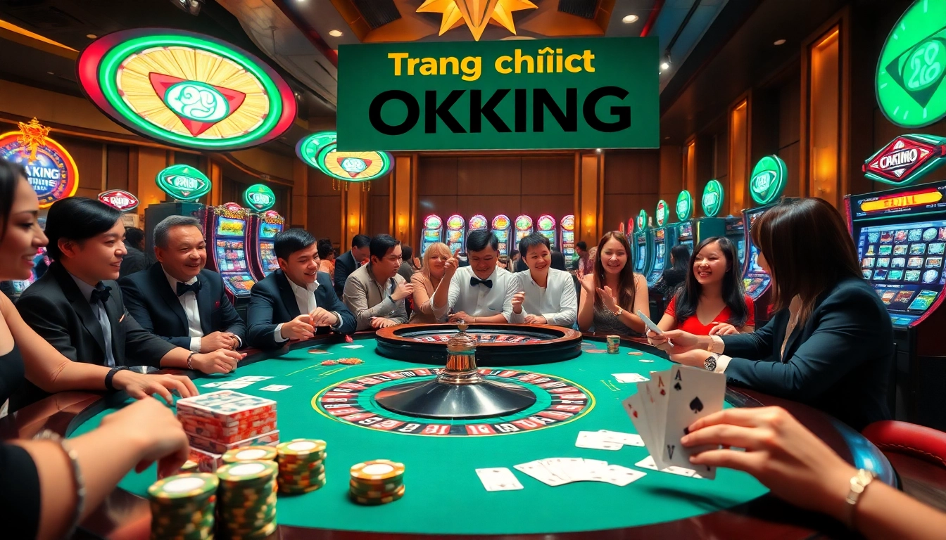 Experience luxury gambling action at Trang chủ OKKING with vibrant tables, roulette, and poker excitement.