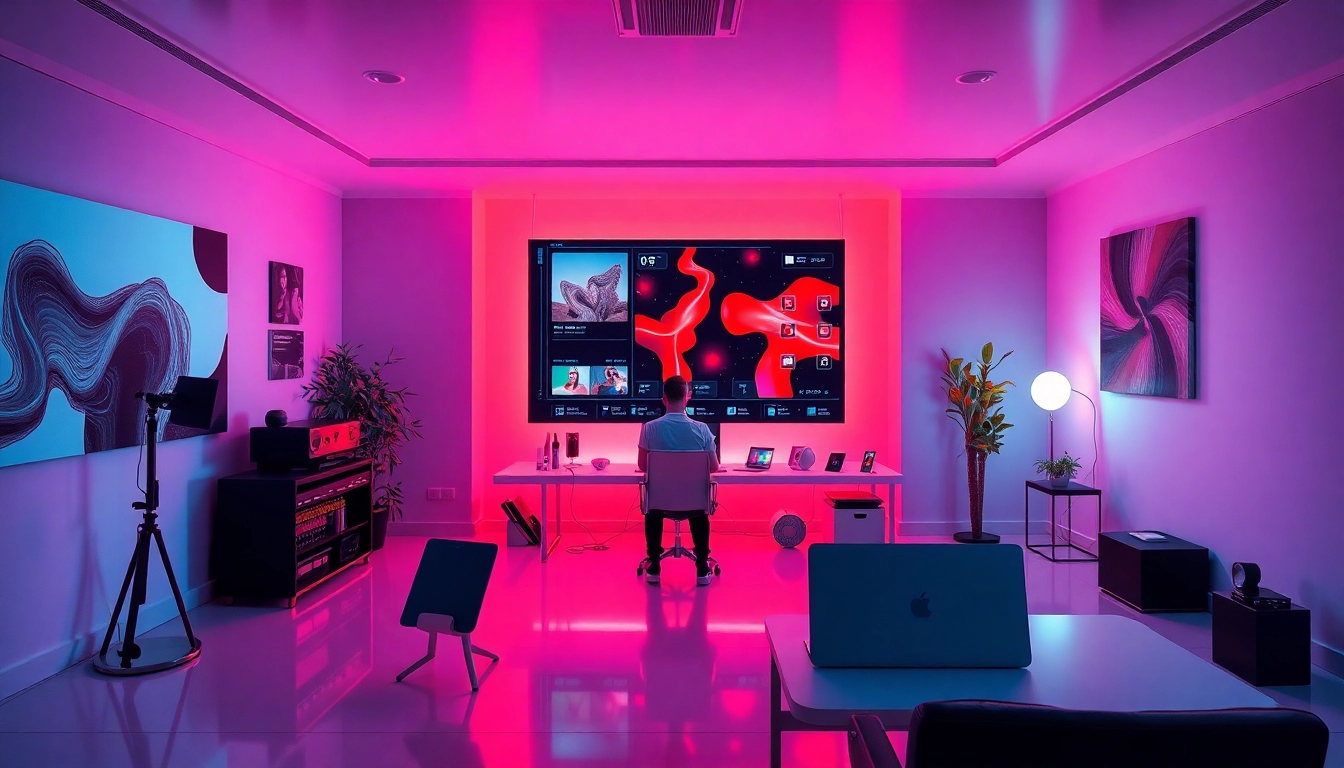 Creating high-tech NSFW art with innovative AI solutions in a modern workspace.