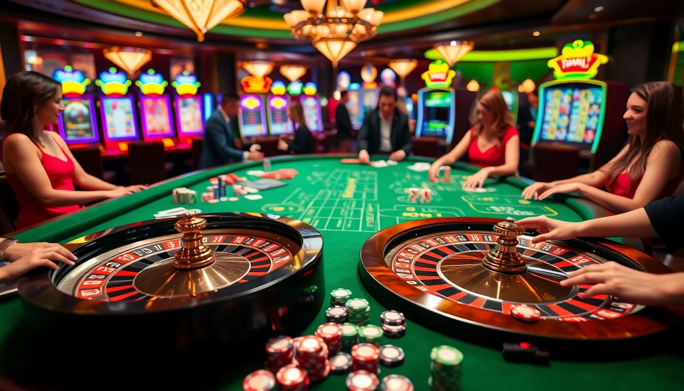 Excited players enjoying a luxury casino experience at 789club with vibrant table games.