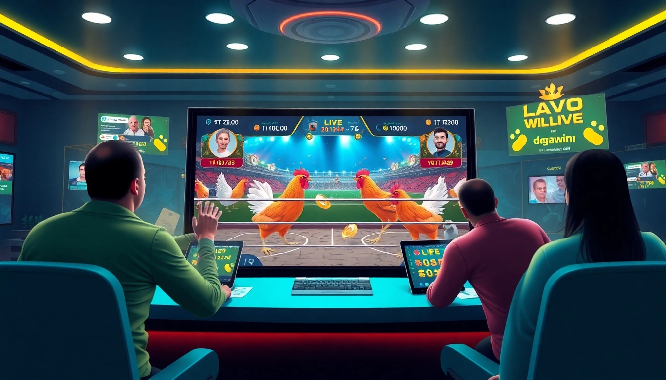 Exciting online chicken fighting scene at dagawin.live showcasing vibrant graphics and user interface.