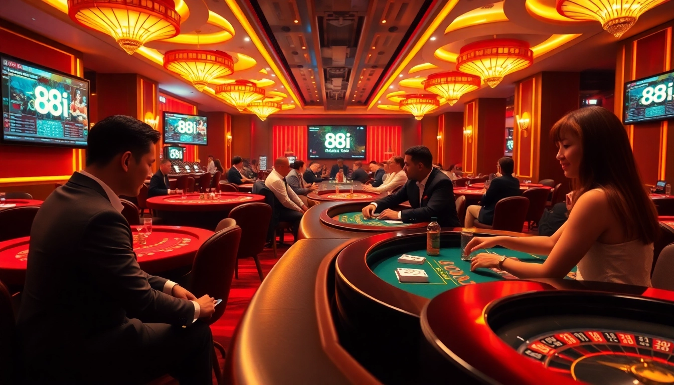 Experience the thrill of gambling at 88i nhà cái with players engaged at high-stakes tables and online interfaces.