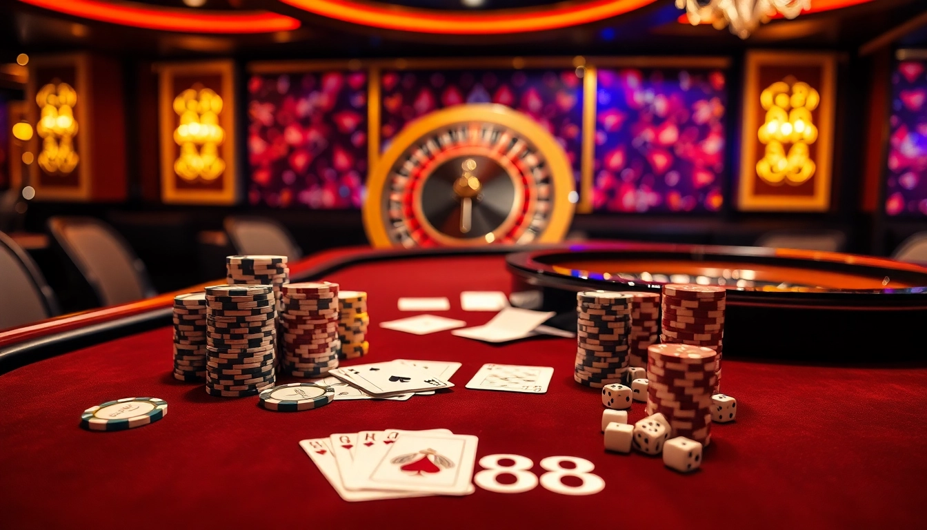 Experience the thrill of high-stakes gambling at GG88's luxury casino tables.