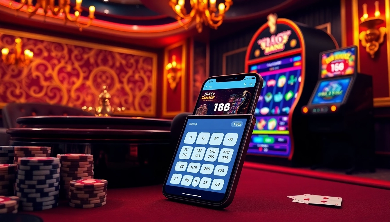 Engaging view of online casino gaming featuring f168 law elements, poker chips, and vibrant gambling interface.