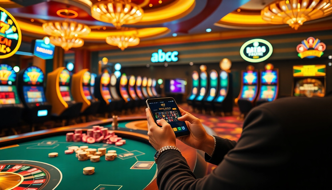 Experience the excitement of gambling with the abc8 app in a vibrant casino atmosphere.