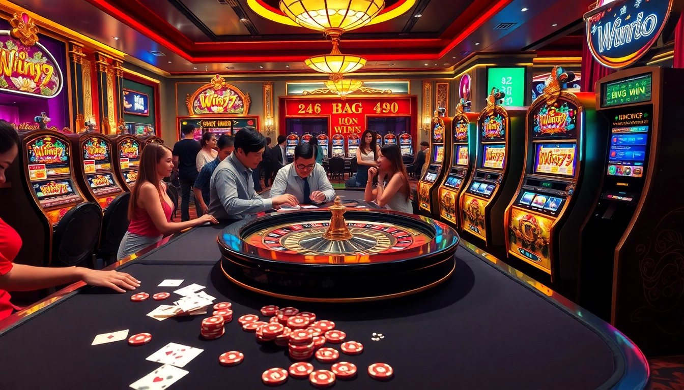 Experience the thrill of Win79 nổ hũ with players enjoying vibrant casino games and big wins.