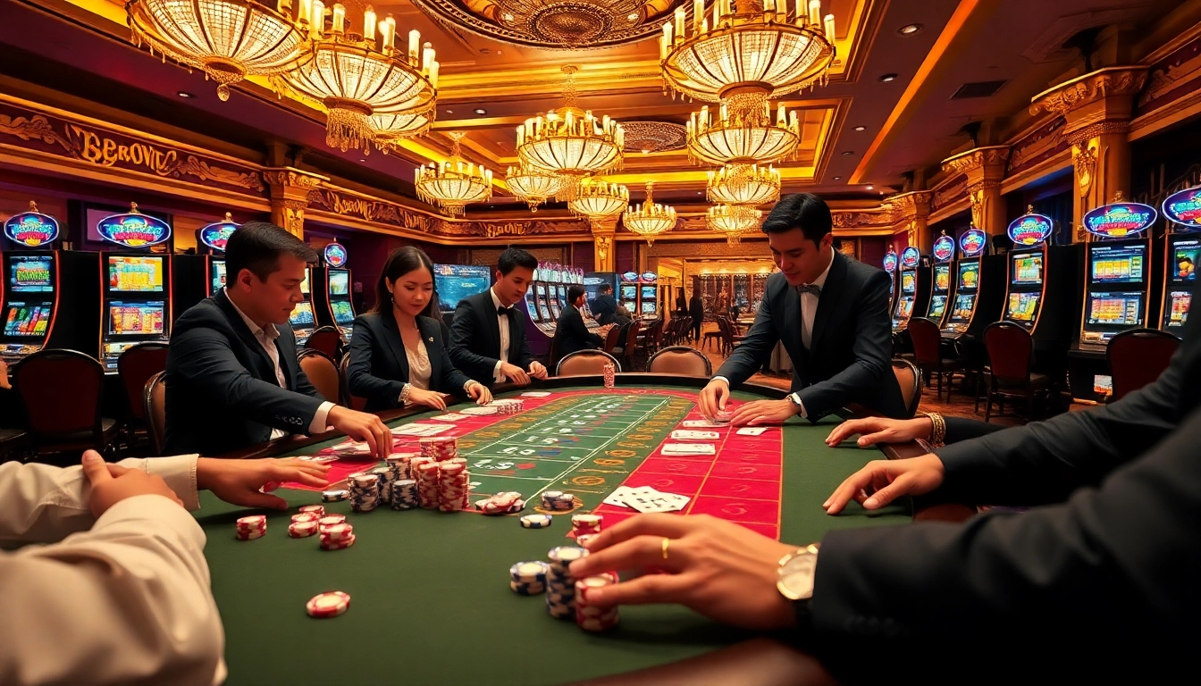 Experience the thrill of game 98win with intense gameplay at a luxurious casino.