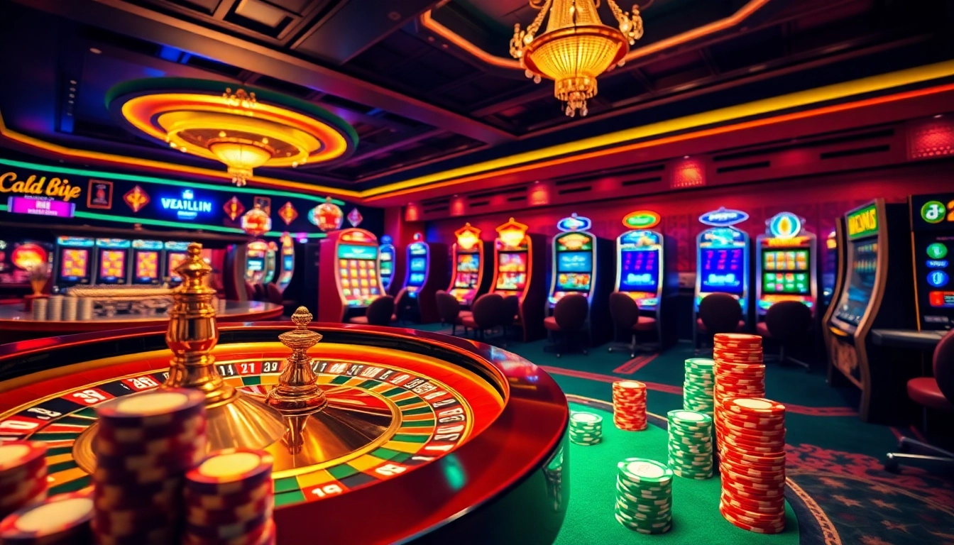 Players engaging in 88i đăng nhập at a vibrant online casino, surrounded by exciting gaming elements.