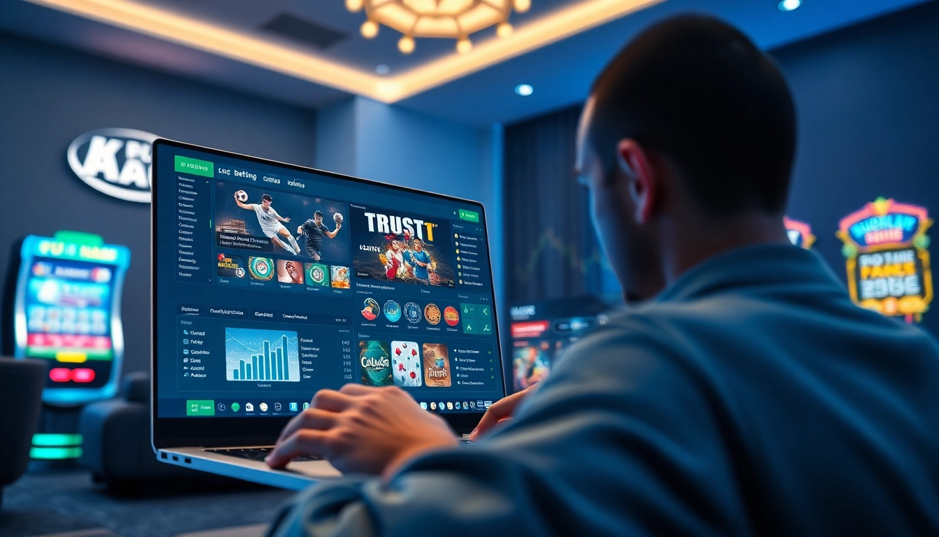 Exciting gambling interface showcasing luckywin.name sports betting and casino options in a modern setting.