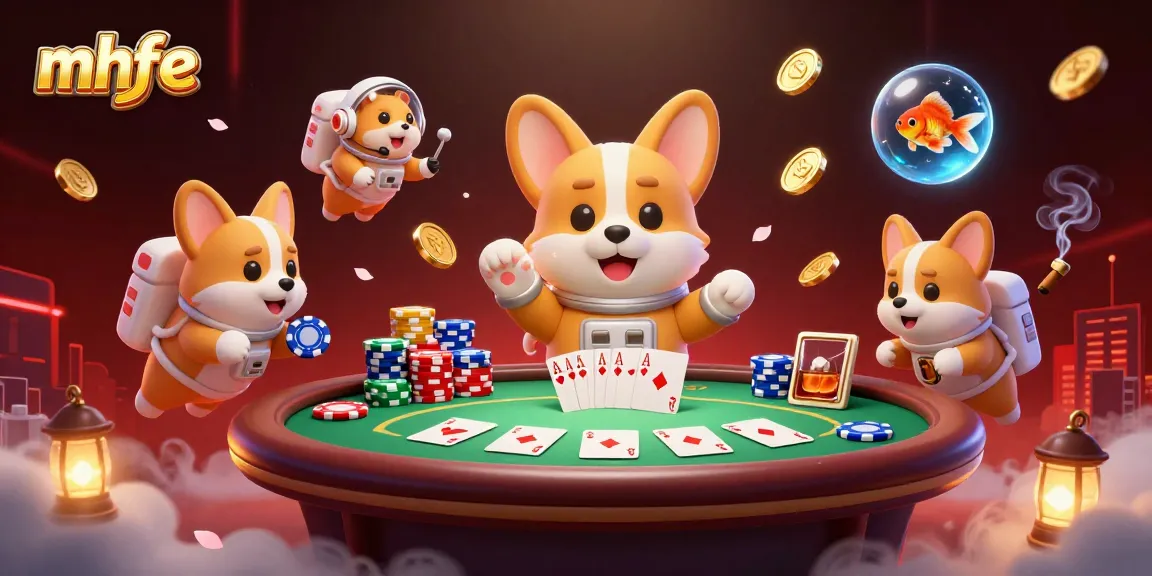 Experience thrilling gaming at mhfe with vibrant casino elements and floating characters.
